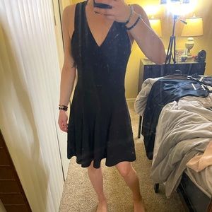 Knee length black a-line cocktail dress worn 2x